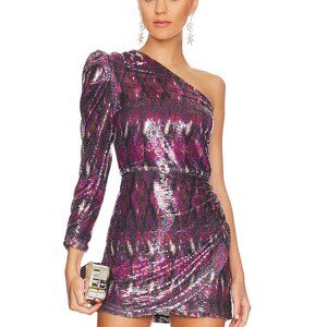 MISA Los Angeles Nova Mini Dress | Size XL | NWT | Fuchsia Ikat Sequin